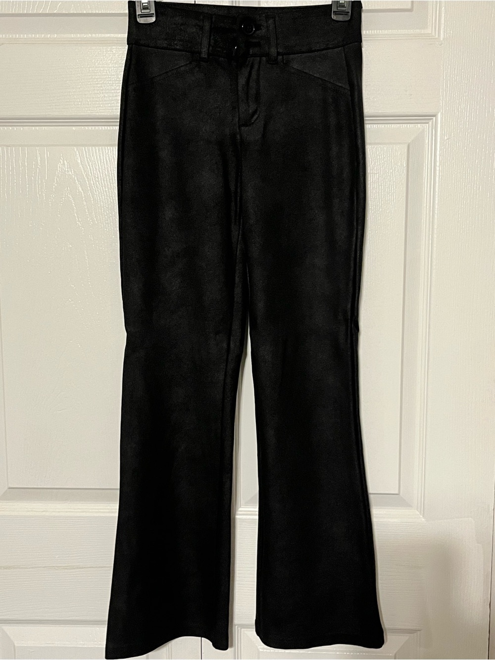 Fashion Nova Shimmery Black Faux Suede Pants